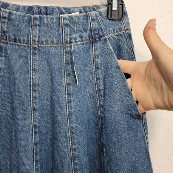 Madewell Flared Denim Midi Skirt: Airy Denim Edition Size 23 / XXS NWT - Picture 8 of 12